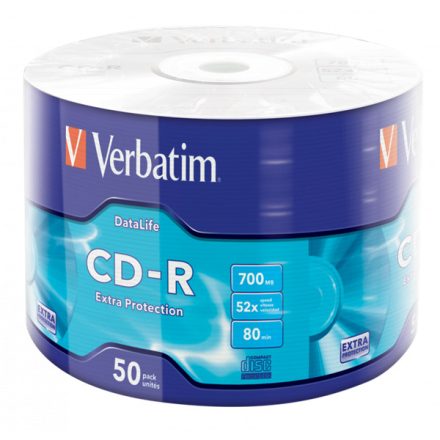VERBATIM 43787 CD-R 700MB/52x/extra protection írható felület/egyszer írható CD 50db/csomag