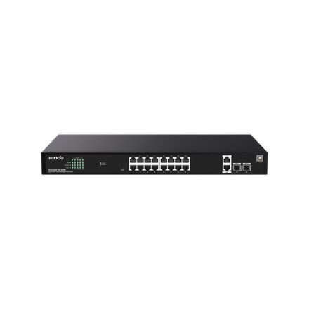 Tenda Switch Menedzselhető PoE - TEG2220P-16-250W (16x1Gbps + 2x1Gbps Uplink + 2xSFP;  16af/at PoE+ port; 250W; rack)