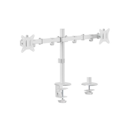 Equip Monitor Asztali konzol - 650167 (17"-32", 2 monitor, dönthető, forgatható, állítható magasság, Max.:2x9kg, fehér)