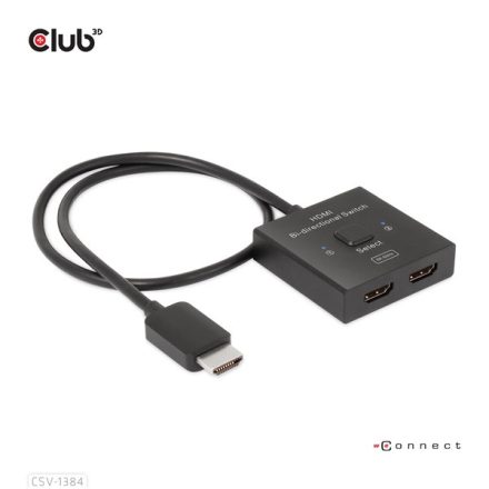 Club 3D Switch - CSV-1384 (HDMI 2-az-1-ben, Kétirányú, 8K60Hz/4K120Hz, HDR, HDMI 2.1)
