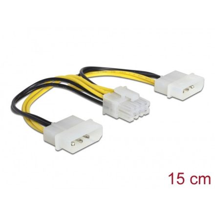 DELOCK Tápkábel 2x 4 pin Molex male > 8 pin EPS male 15cm