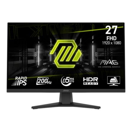 MSI Monitor GAMING MAG 272F 27" FHD 1920x1080, Rapid IPS 200Hz, 16:9, 1000:1, 0,5ms, HDMI, DP, Black