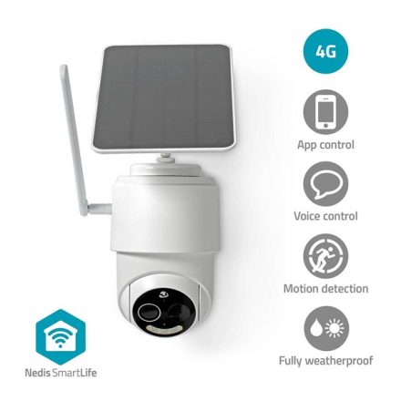 Nedis SIMCBO50WT 4G kűltéri kamera, full HD 1080p, dönthető, forgatható, IP65, napelem, mozgásérzékelő, éjjel látás