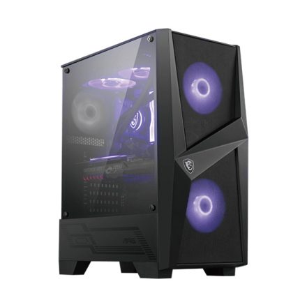 MSI Ház Midi ATX FORGE 100M, 2xARGB ventilátor, Tápegység nélkül, üvegfalú, fekete