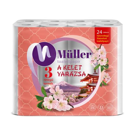 Toalettpapír 3 rétegű kistekercses 100% cellulóz 24 tekercs/csomag Kelet Varázsa Müller fehér