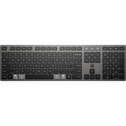 HP 725 többeszközös tölthető vezeték nélküli billentyűzet 9T5B2AA;2,4 GHz-es vezeték nélküli kapcsolat; BluetoothR; Tápellátás szuperkondenzátorral; Üzemidő: akár 2 hónap; Több eszközzel használható;