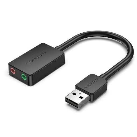 Vention USB-A 2.0/M -> 2*3.5mm/F (külső, fekete), 0,15m, hangkártya