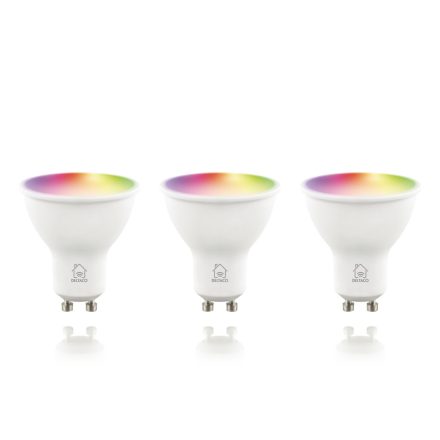 Deltaco SMART HOME SH-LGU10RGB-3P izzó LED, GU10, spot, WIFI, 5W, színes+fehér, szabályozható, 3db/csomag