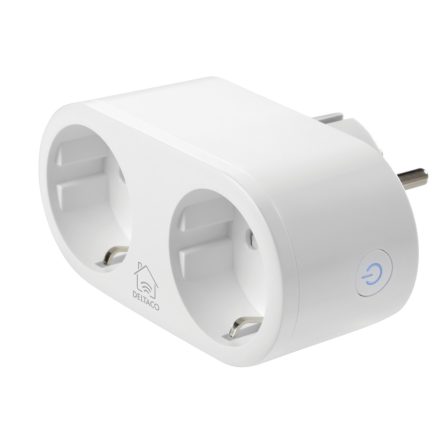 Deltaco SMART HOME SH-P02E elosztó energiafigyelővel, WiFi, 2xCEE 7/3, fehér