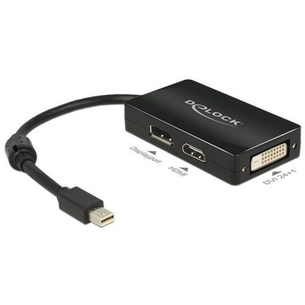 DeLock mini Displayport 1.1 male > Displayport / HDMI / DVI-D (Dual Link) female Passive Adapter Black