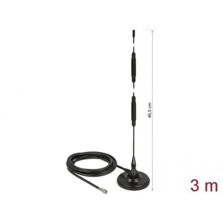 DeLock LTE Antenna SMA plug 7 dBi fixed omnidirectional with magnetic base and connection cable RG-58 3m outdoor Black