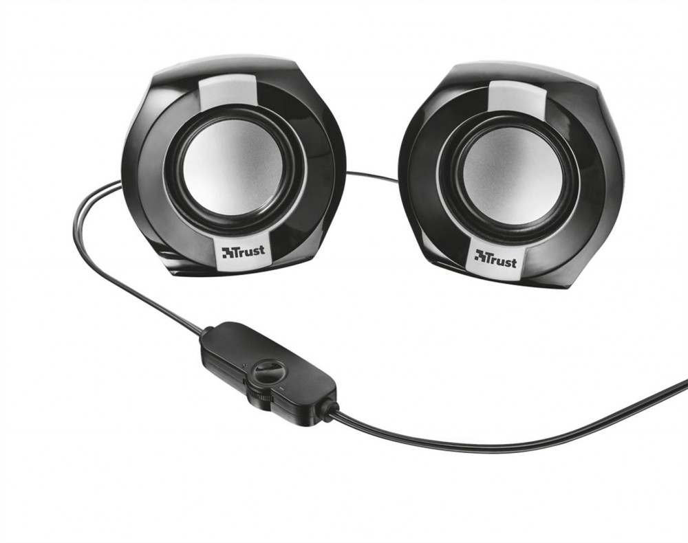 Trust Hangszóró 2.0 - Polo Compact (4W RMS; hangerőszabályzó; 3,5mm audio + USB tápcsatlakozó; fekete)