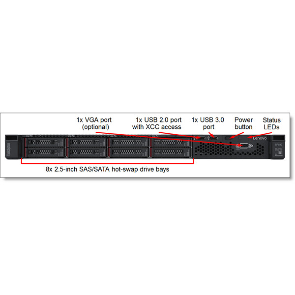 LENOVO rack szerver ThinkSystem SR530 (2.5"), 1x 10C S4210R 2.4GHz, 1x16GB, NoHDD, 5350-8i, XCC: E, (1+1).
