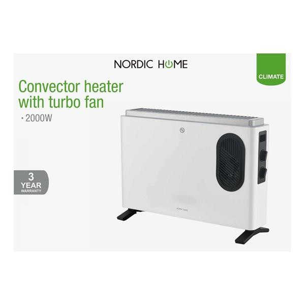 NORDIC HOME HTR-523 elektromos konvektor, 750W turbó fokozattal, 1250W, 2000W, termosztát, 3 év garancia
