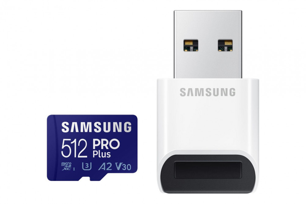 Samsung MicroSD kártya - 512GB MB-MD512KB/WW (PRO PLUS kártyaolvasóval, UHS-I, R160/W120, adapter, 512GB)